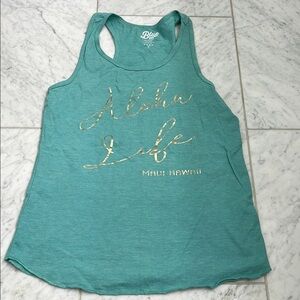 Small Aloha Maui Hawaii Blue 84 Green Relaxed Tank Top